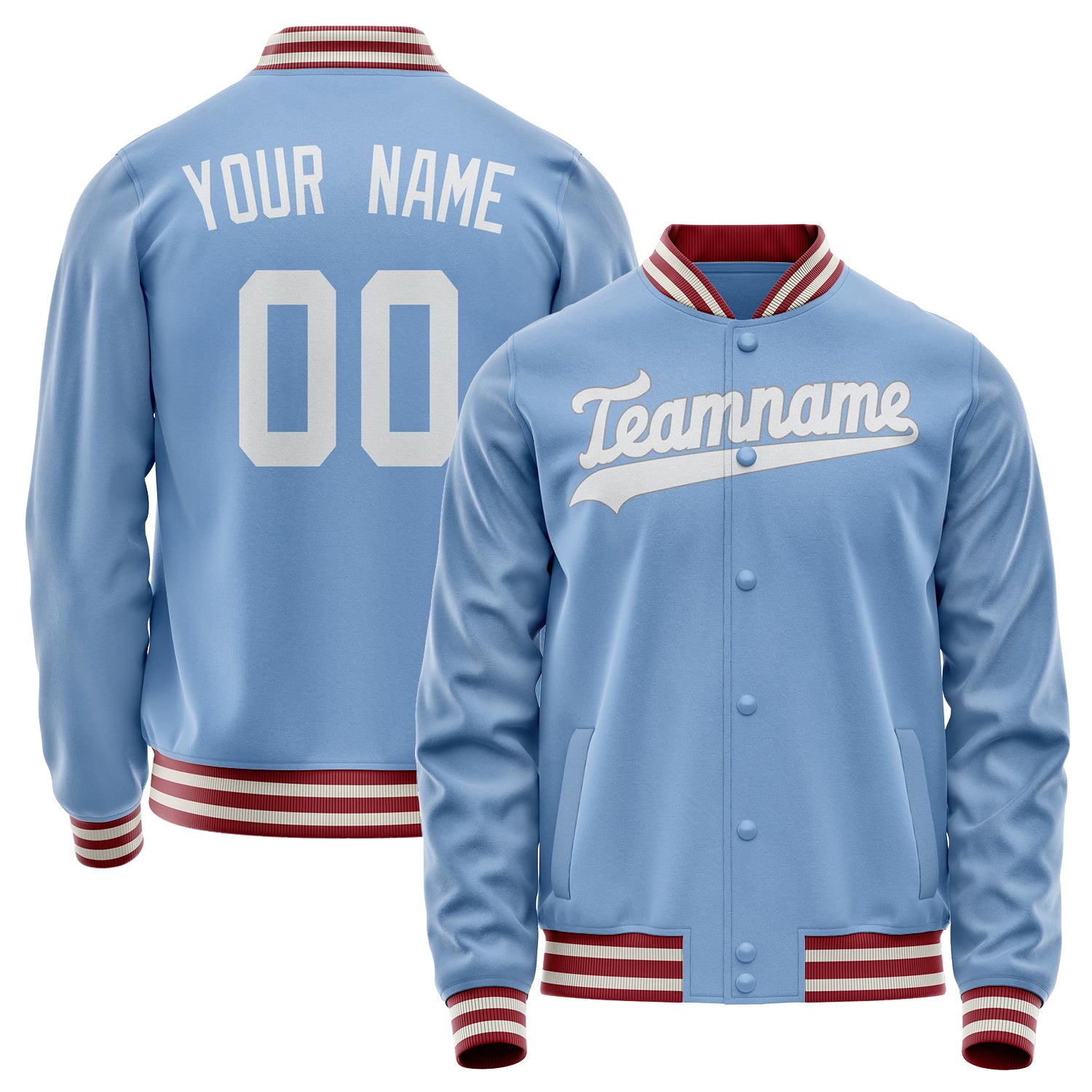 Custom Light-Blue White Solid Color Varsity Letterman Jacket JA02240617JC262