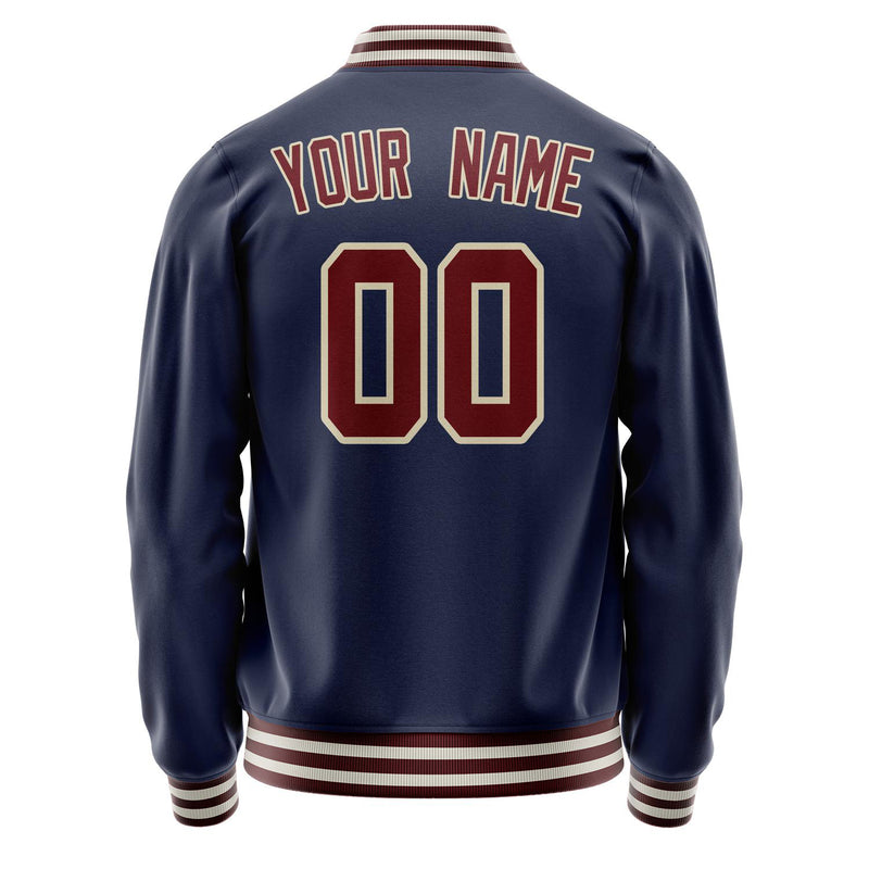 Custom Navy Crimson Solid Color Varsity Letterman Jacket JA02240617KZ267