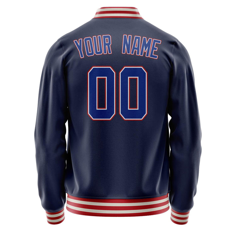 Custom Navy Red Solid Color Varsity Letterman Jacket JA02240617KZ280