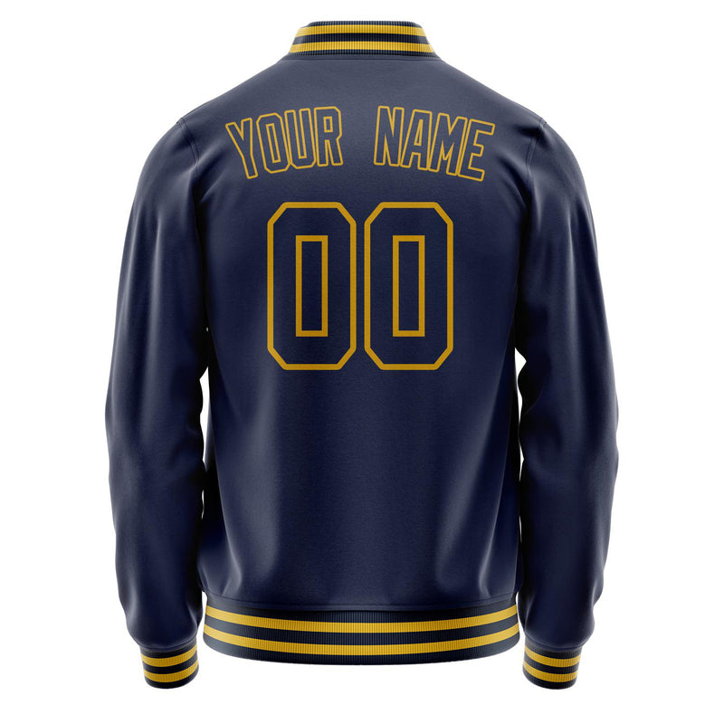 Custom Navy Old-Gold Solid Color Varsity Letterman Jacket JA02240617KZ292
