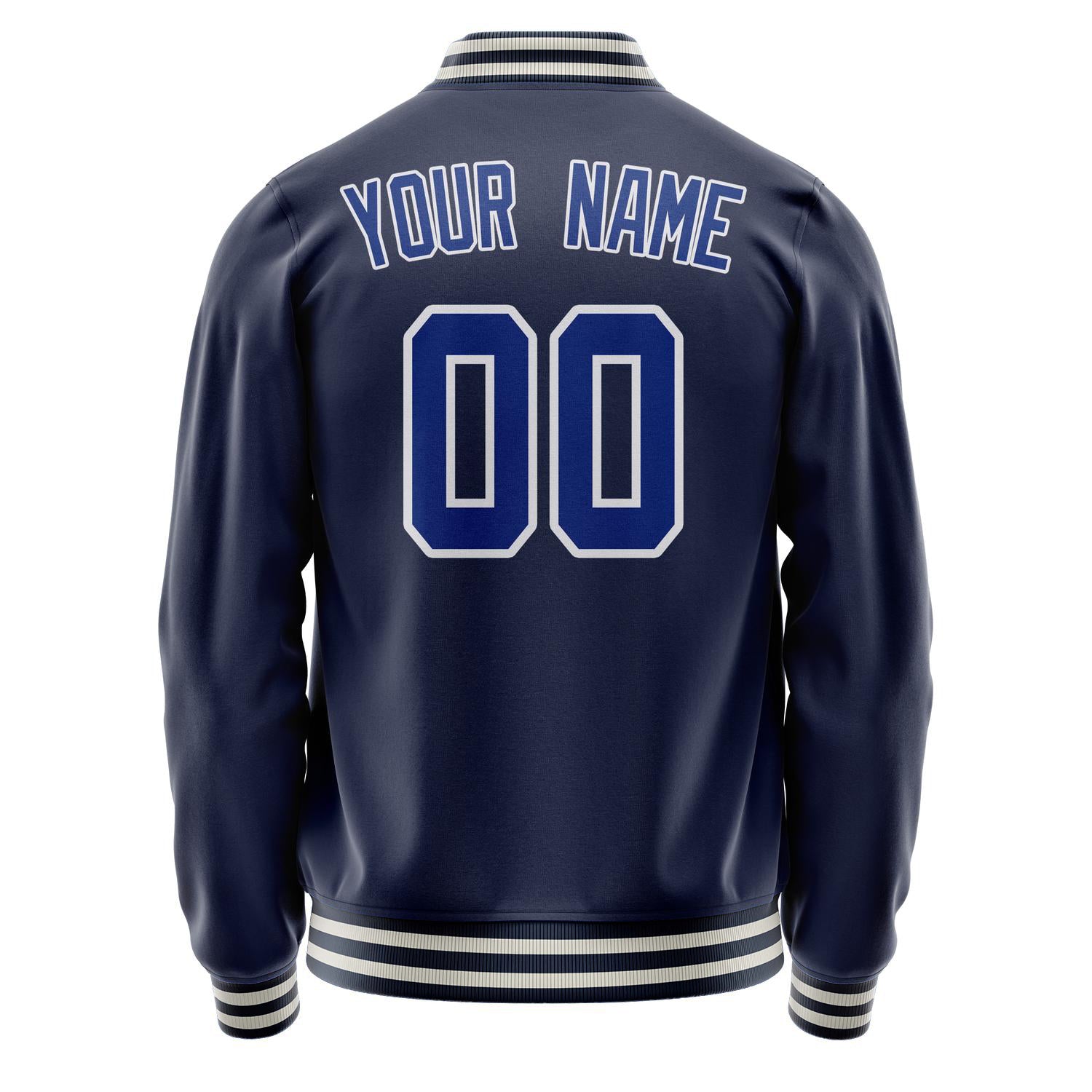 Custom Navy Royal Solid Color Varsity Letterman Jacket JA02240617KZ296