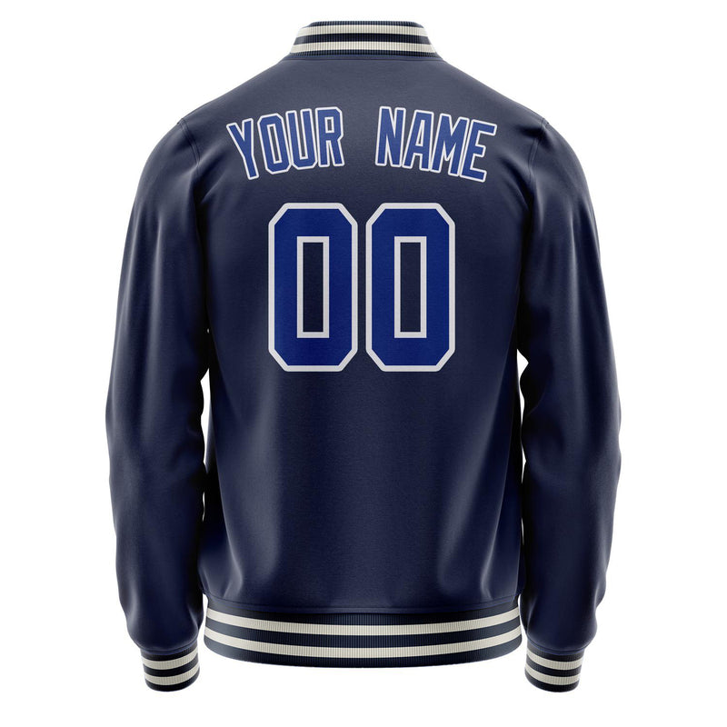 Custom Navy Royal Solid Color Varsity Letterman Jacket JA02240617KZ296