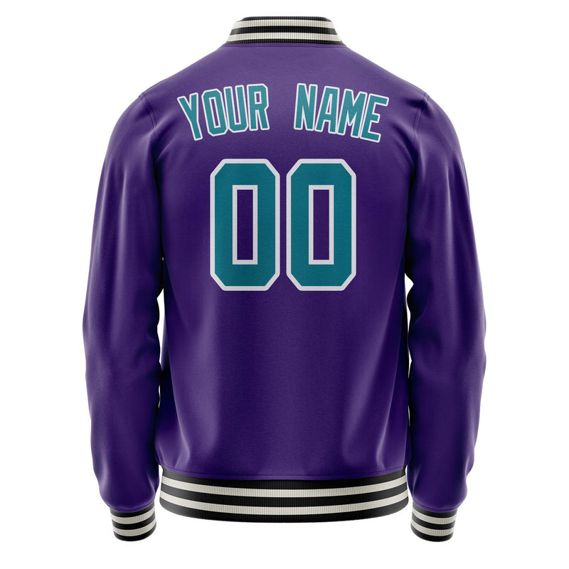 Custom Purple Teal Solid Color Varsity Letterman Jacket JA02240617KZ363