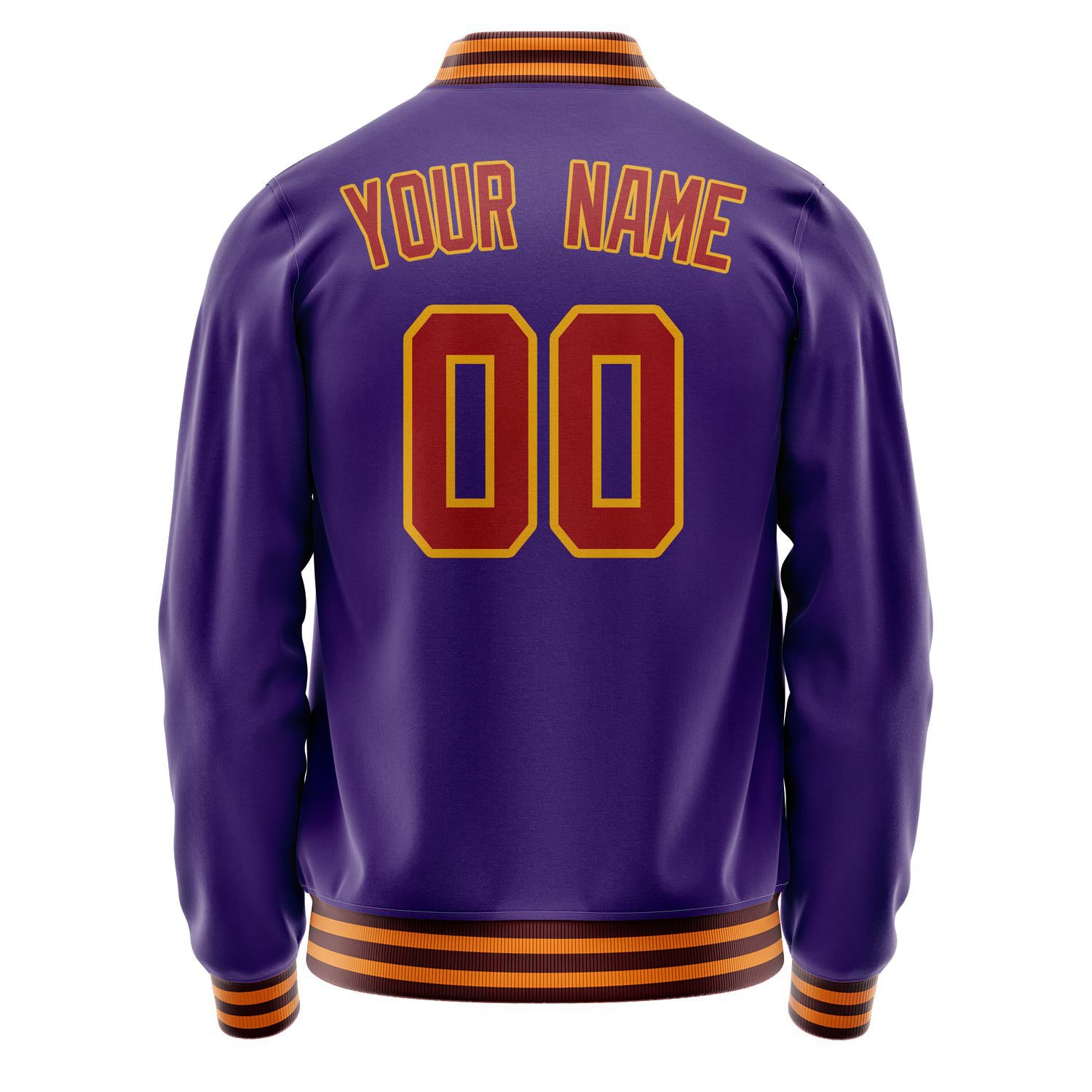 Custom Purple Red Solid Color Varsity Letterman Jacket JA02240617KZ369