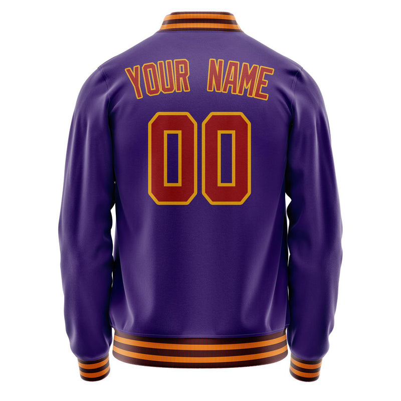 Custom Purple Red Solid Color Varsity Letterman Jacket JA02240617KZ369