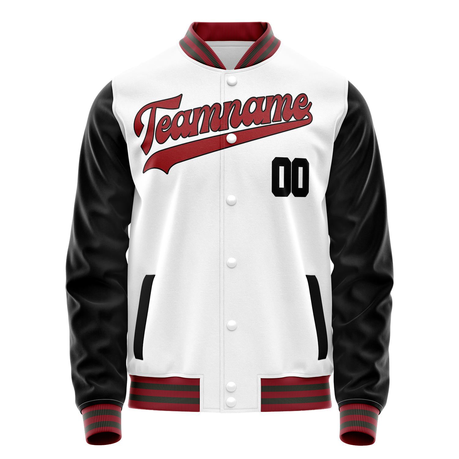 Custom White Black Solid Color Varsity Letterman Jacket JA02240617LH461