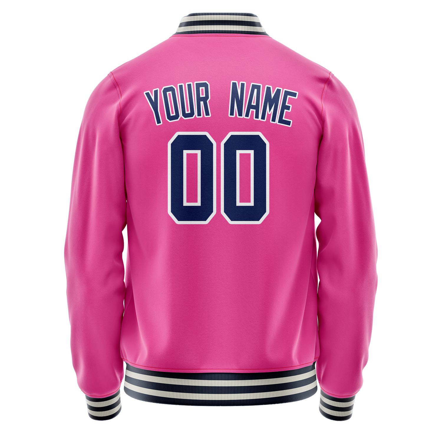 Custom Pink Navy Solid Color Varsity Letterman Jacket JA02240617SH315