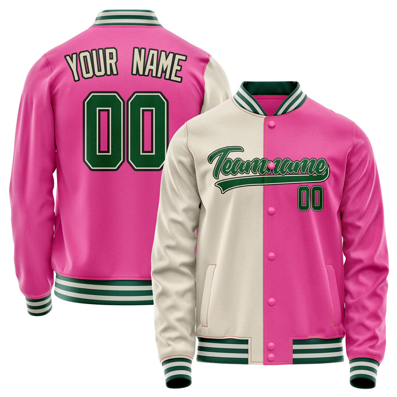 Custom Pink Cream Split Varsity Letterman Jacket JA02240617SH319
