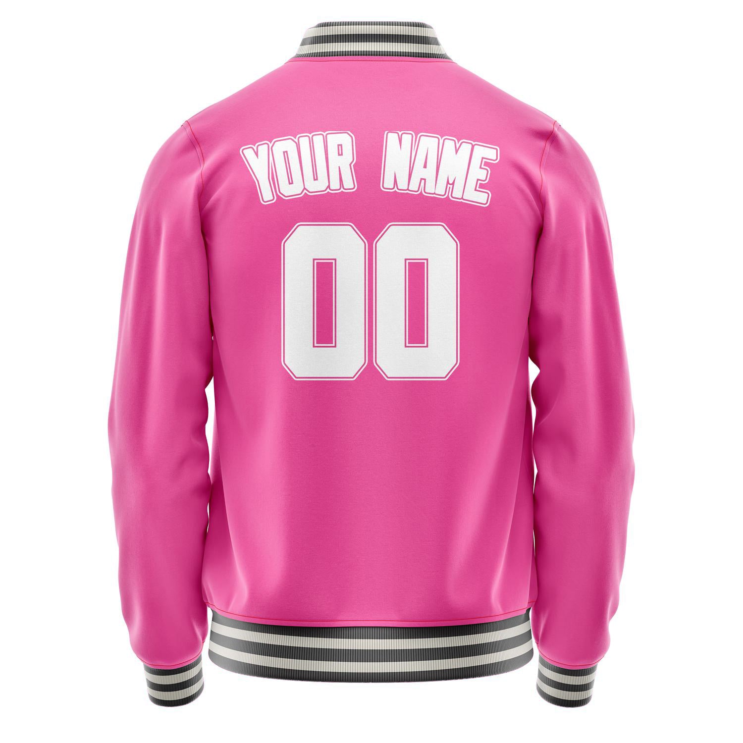 Custom Pink White Solid Color Varsity Letterman Jacket JA02240617SH324