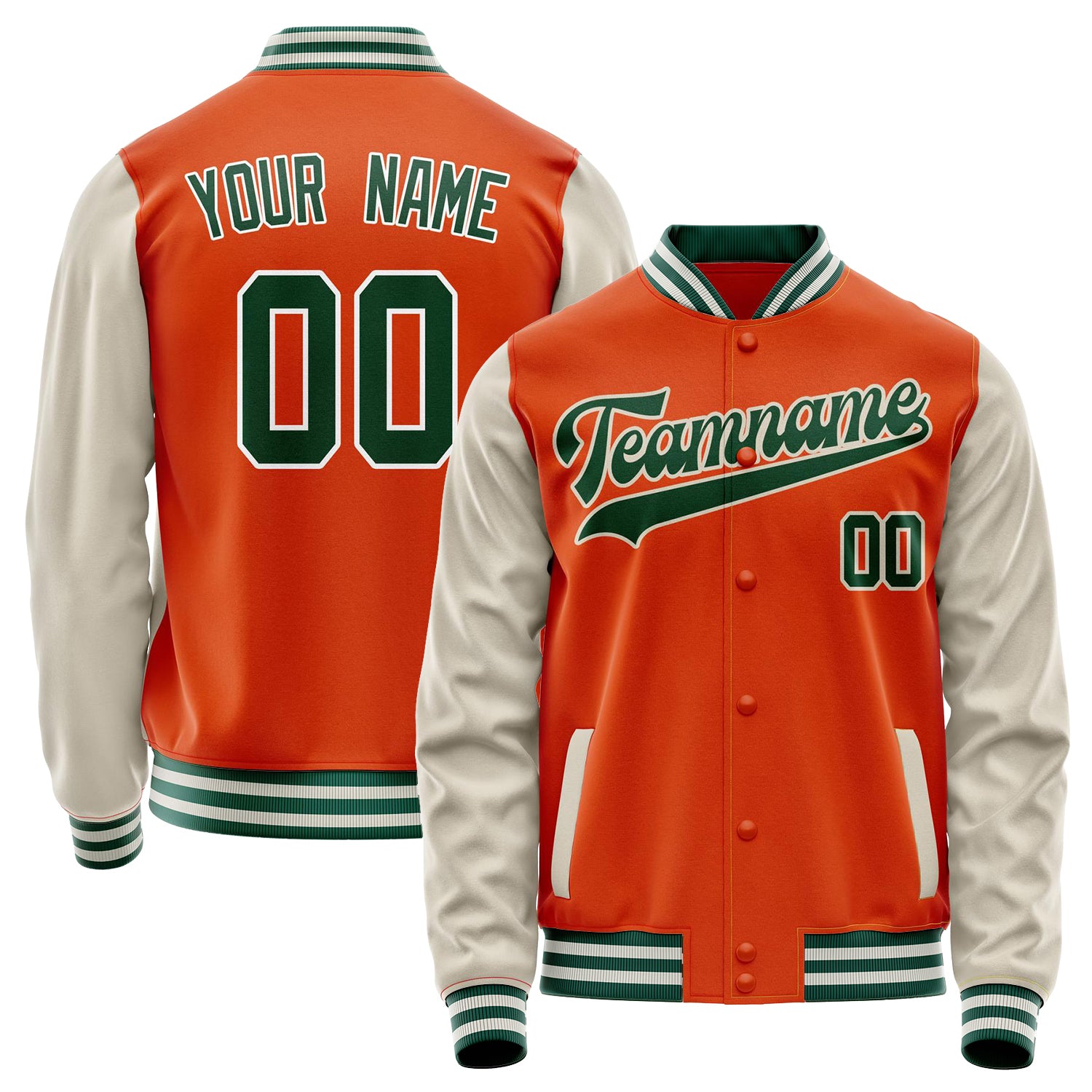 Custom Orange Cream Solid Color Varsity Letterman Jacket JA02240617XE333