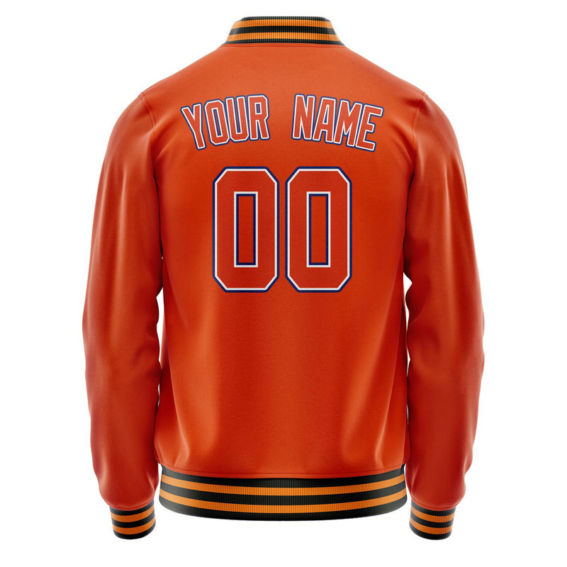 Custom Orange White Solid Color Varsity Letterman Jacket JA02240617XE335