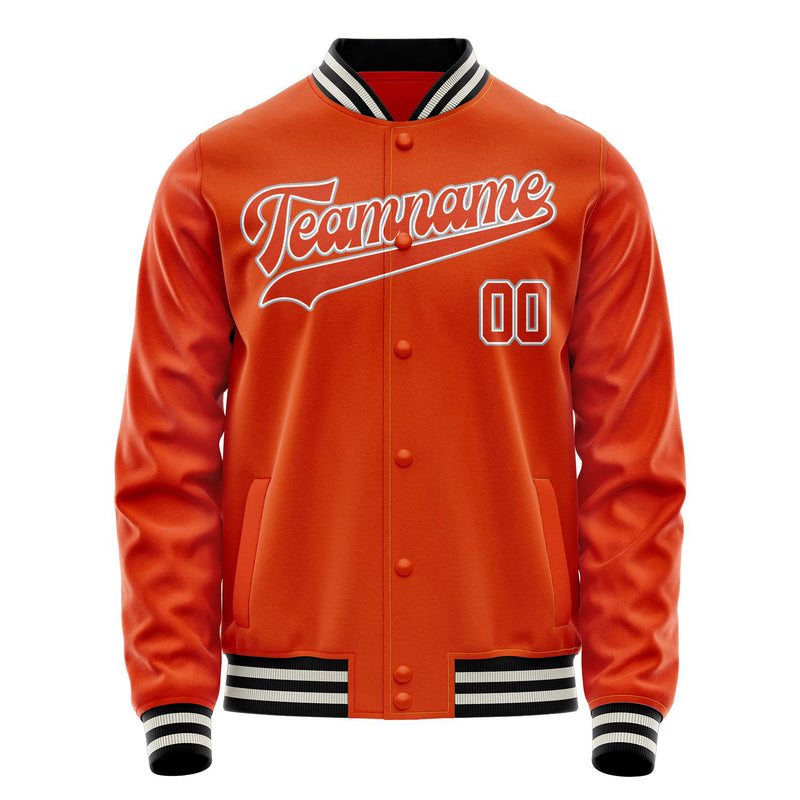 Custom Orange Gray Solid Color Varsity Letterman Jacket JA02240617XE343