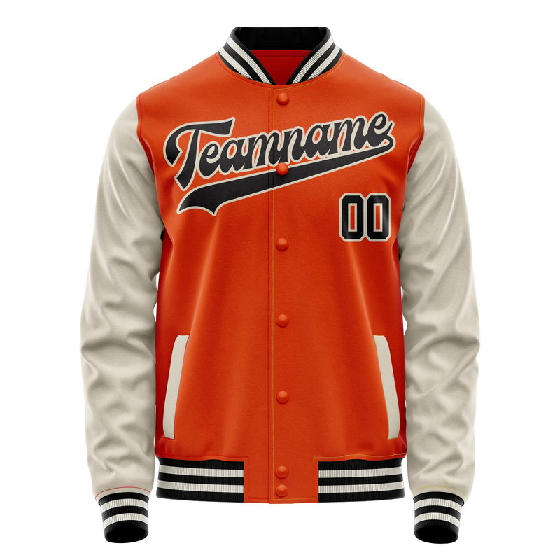Custom Orange Cream Solid Color Varsity Letterman Jacket JA02240617XE348