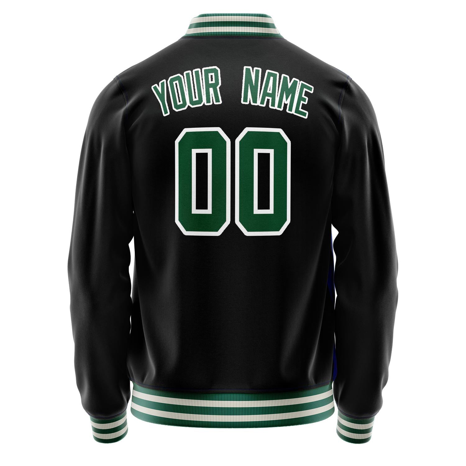Custom Black Kelly-Green Solid Color Varsity Letterman Jacket JA02240617XF017