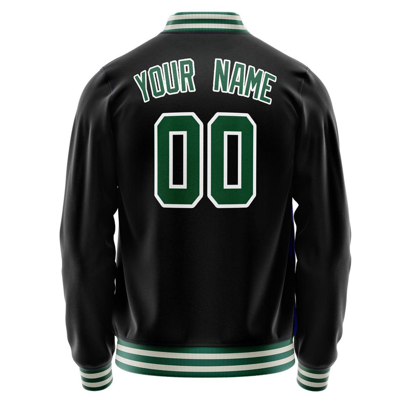 Custom Black Kelly-Green Solid Color Varsity Letterman Jacket JA02240617XF017