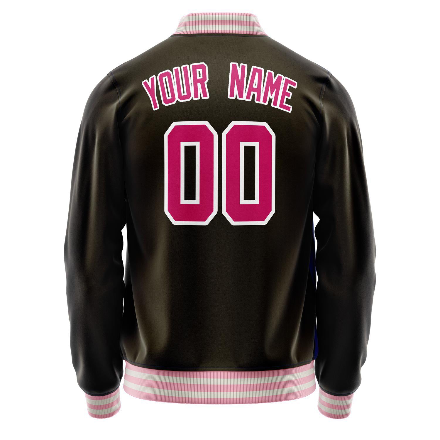 Custom Brown Pink Solid Color Varsity Letterman Jacket JA02240617XF072