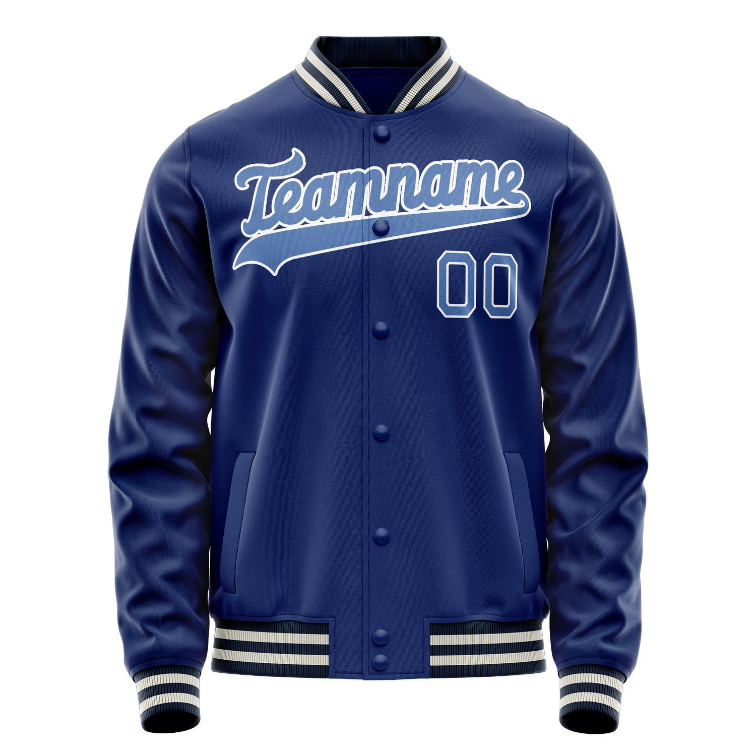 Custom Royal Light-Blue Solid Color Varsity Letterman Jacket JA02240617XF552