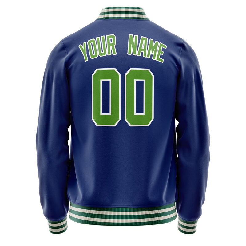 Custom Royal Neon-Green Solid Color Varsity Letterman Jacket JA02240617XF553