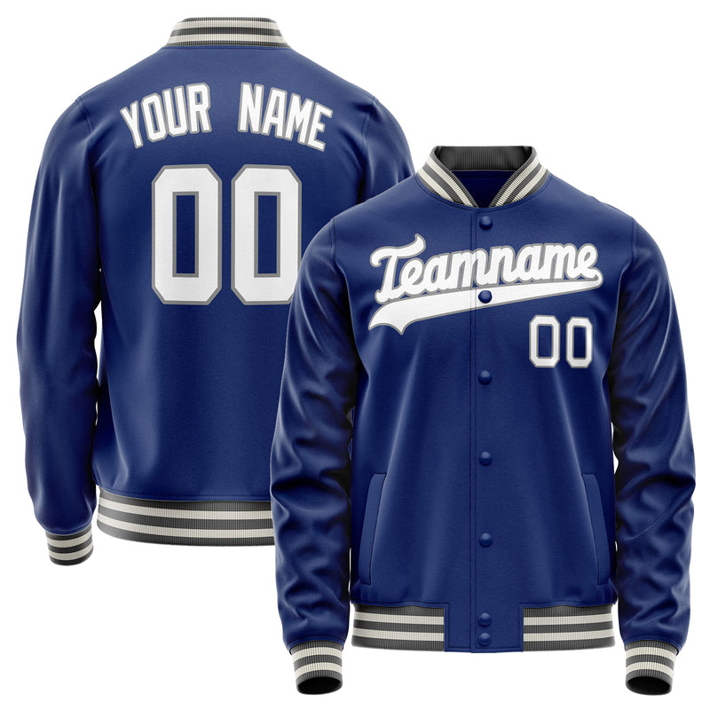 Custom Royal White Solid Color Varsity Letterman Jacket JA02240617XF554