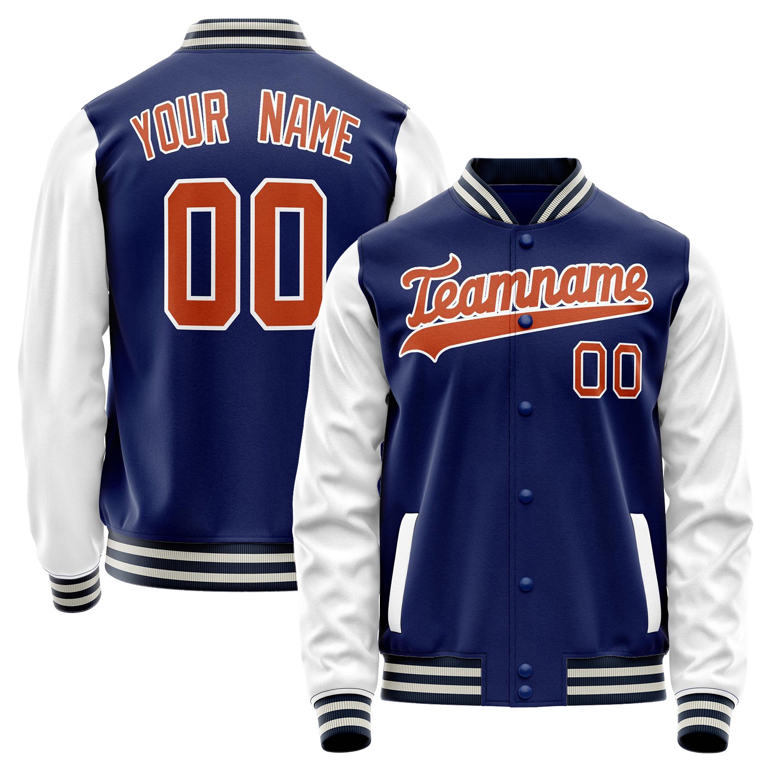 Custom Royal White Solid Color Varsity Letterman Jacket JA02240617XF559