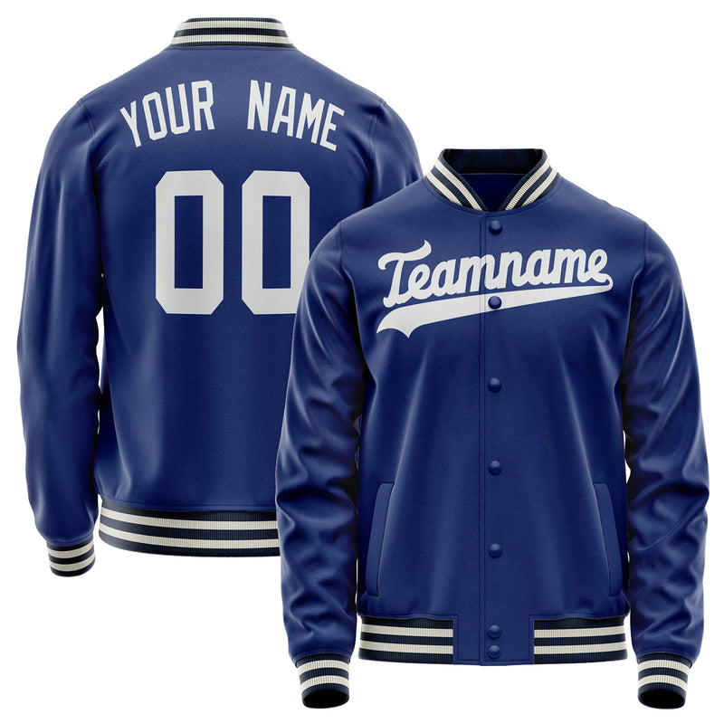 Custom Royal White Solid Color Varsity Letterman Jacket JA02240617XF561