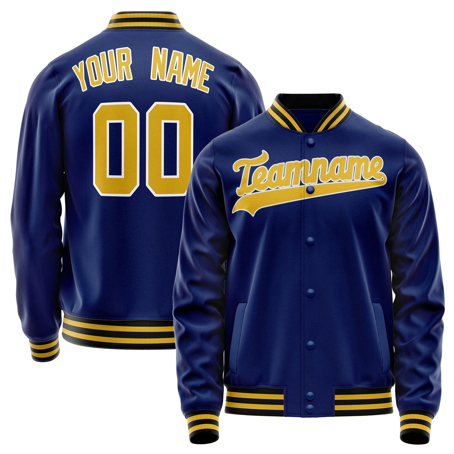 Custom Royal Gold Solid Color Varsity Letterman Jacket JA02240617XF565