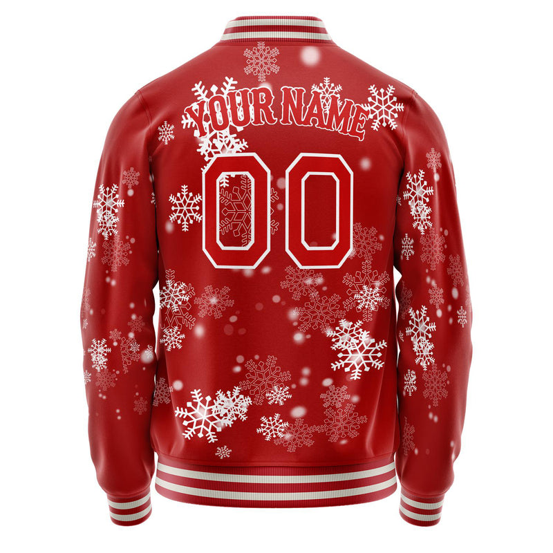 Custom Red White Christmas 3D Varsity Letterman Jacket JA02240617XY399