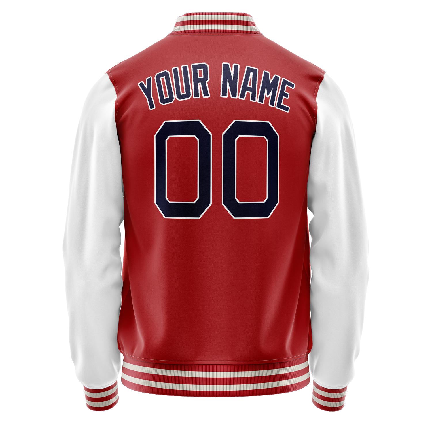 Custom Red White Solid Color Varsity Letterman Jacket JA02240617XY402