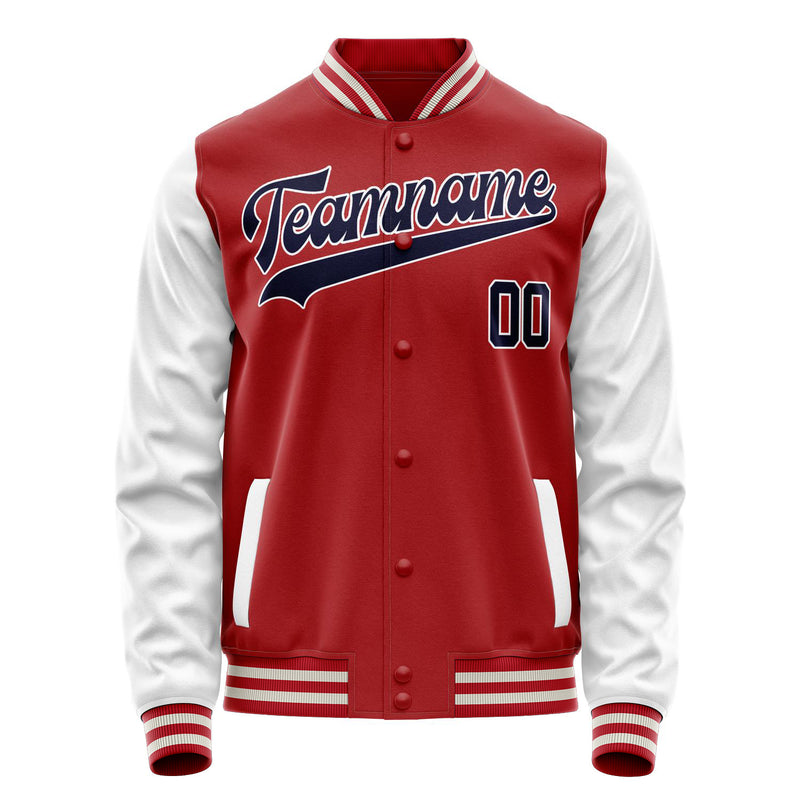 Custom Red White Solid Color Varsity Letterman Jacket JA02240617XY402