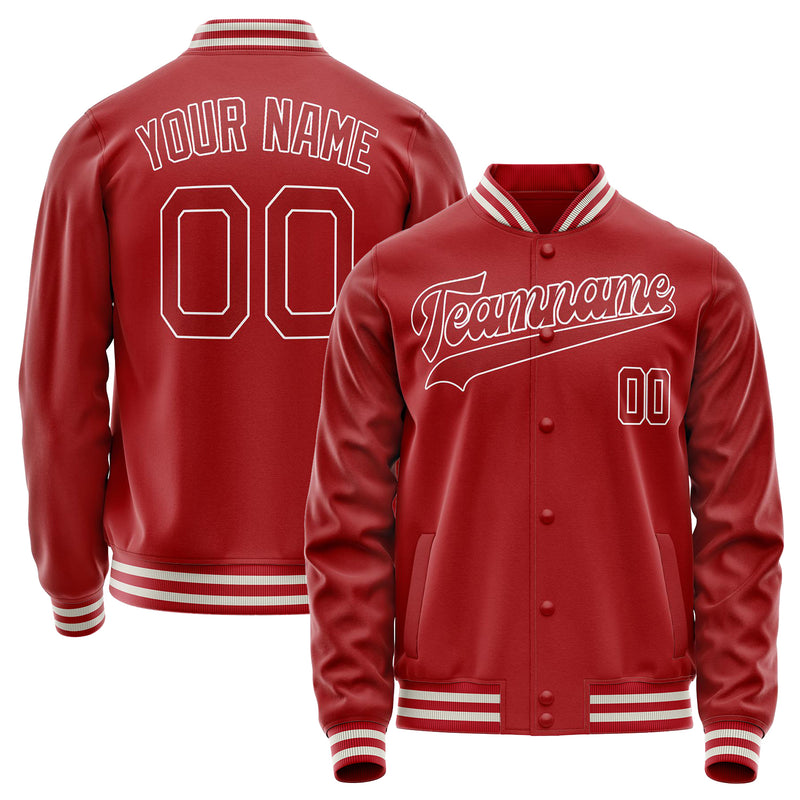 Custom Red White Solid Color Varsity Letterman Jacket JA02240617XY406