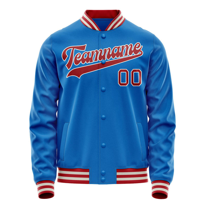 Custom Electric-Blue Crimson Solid Color Varsity Letterman Jacket JA02240617YH123