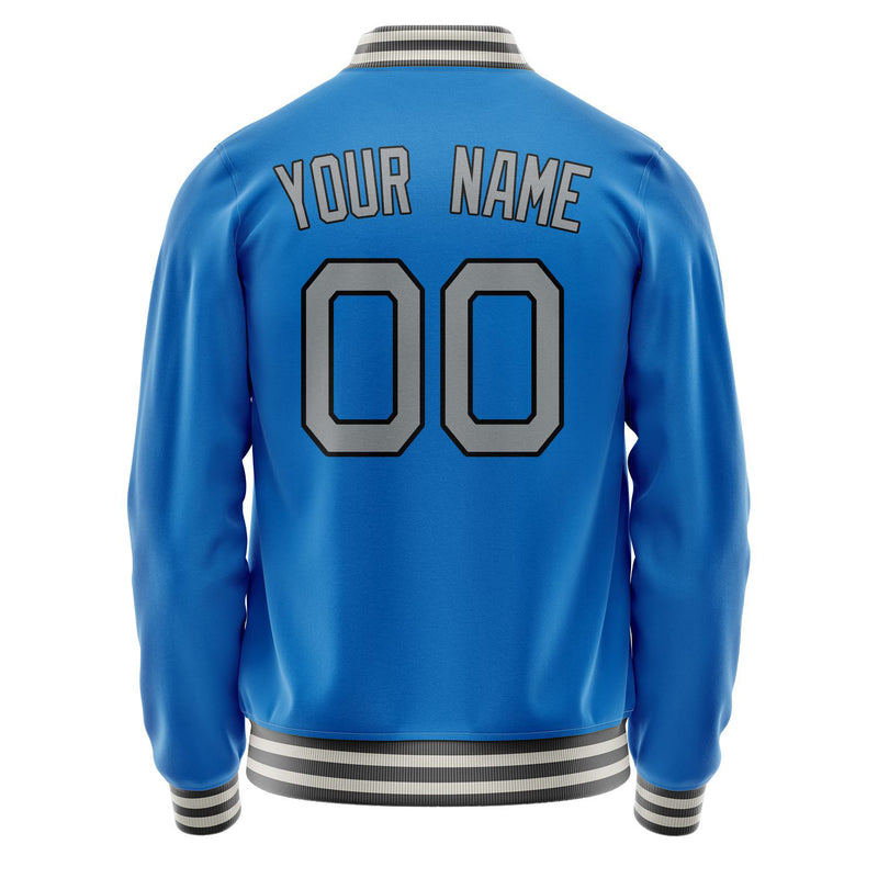 Custom Electric-Blue Gray Solid Color Varsity Letterman Jacket JA02240617YH124