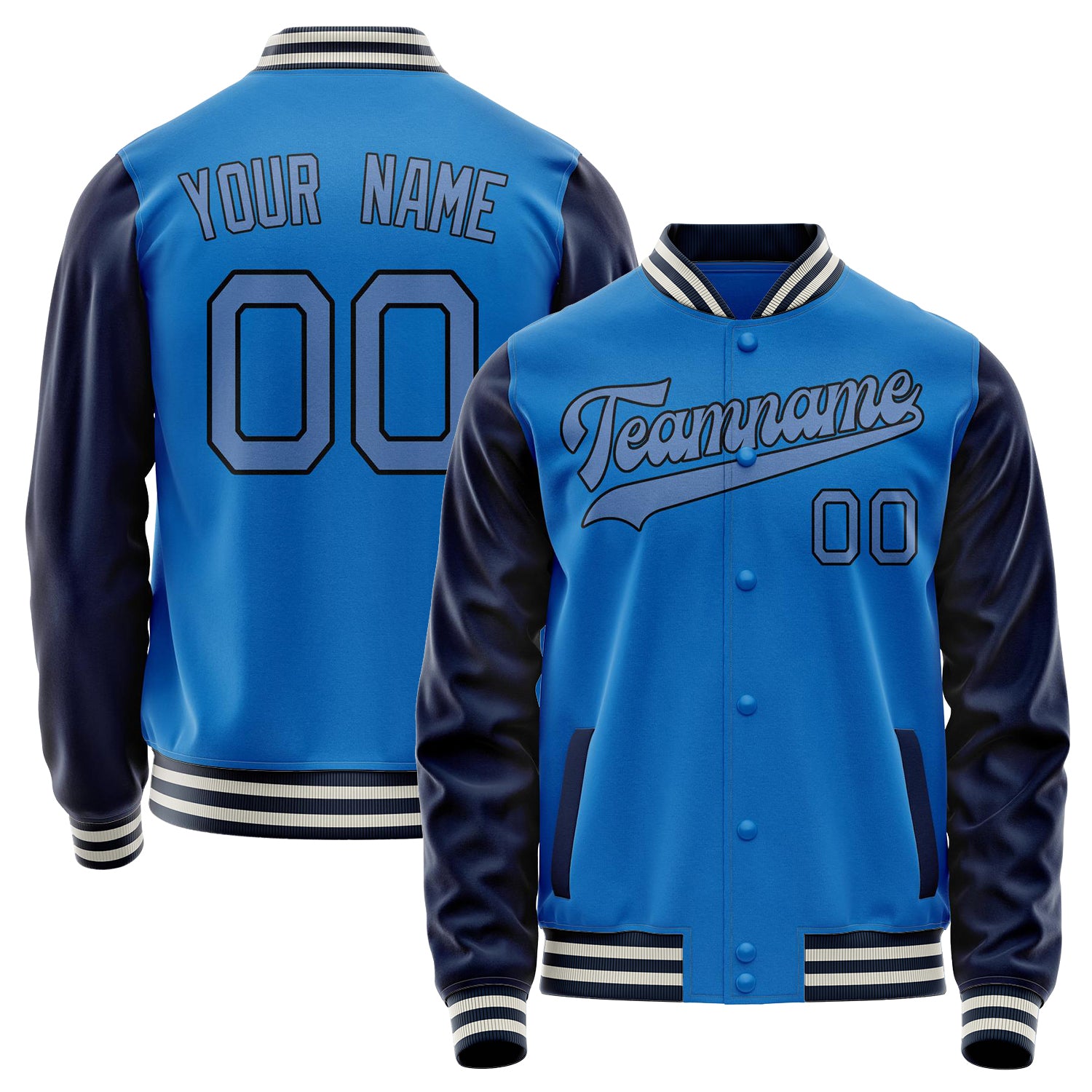 Custom Electric-Blue Navy Solid Color Varsity Letterman Jacket JA02240617YH128