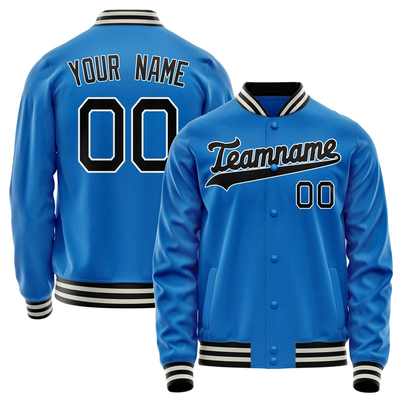 Custom Electric-Blue Black Solid Color Varsity Letterman Jacket JA02240617YH140