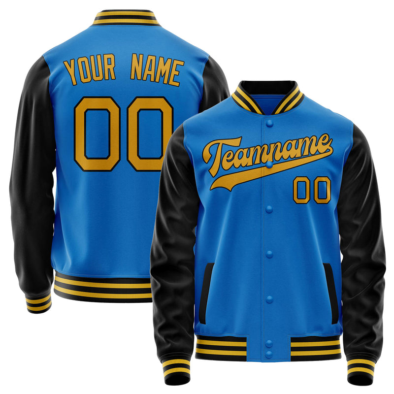 Custom Electric-Blue Old-Gold Solid Color Varsity Letterman Jacket JA02240617YH146