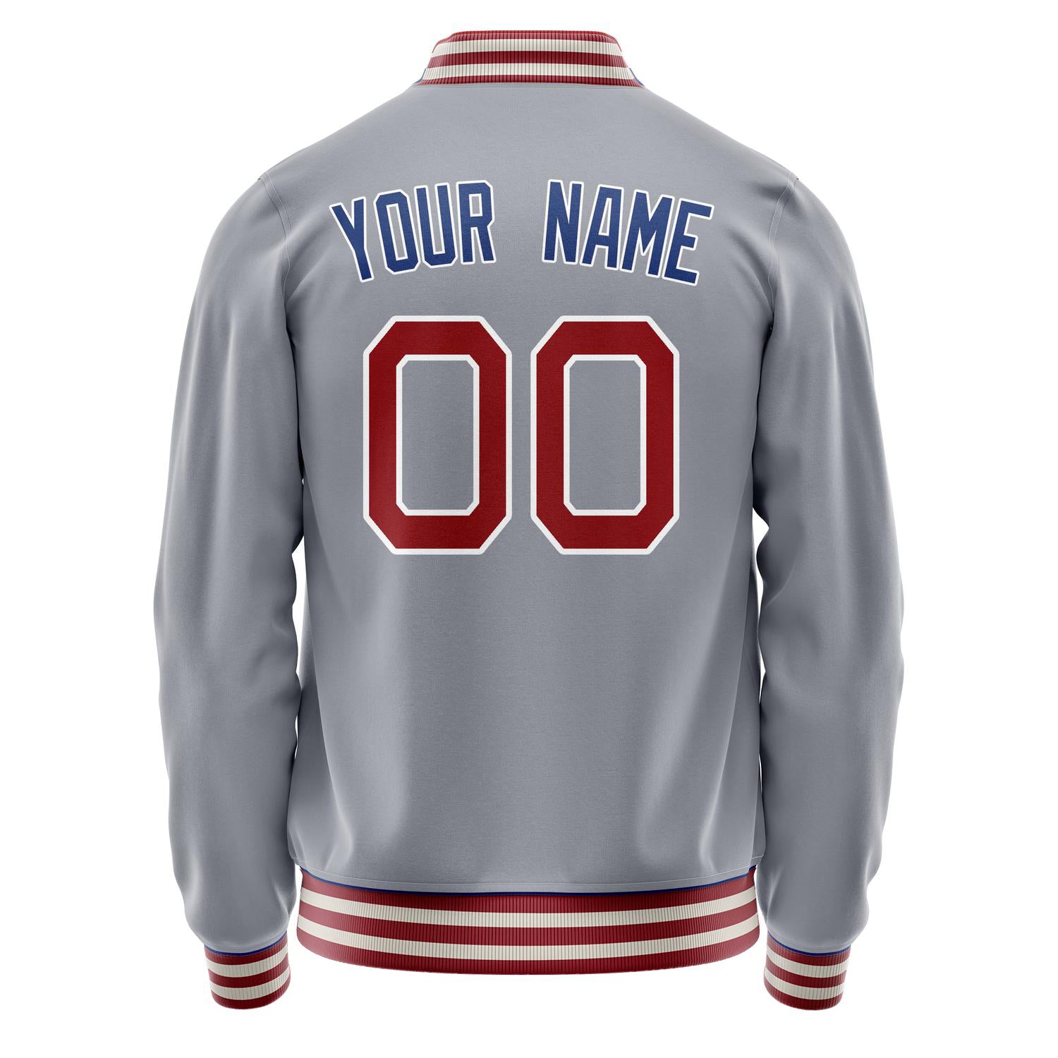 Custom Gray Royal Solid Color Varsity Letterman Jacket JA02240617YH168