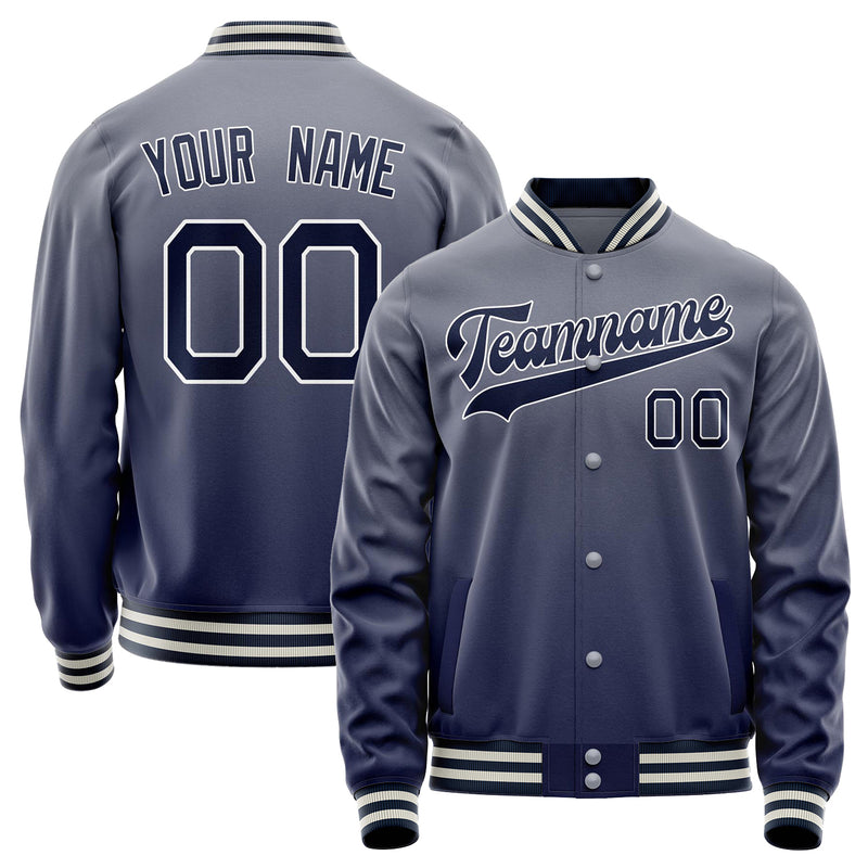 Custom Gray Navy Gradient Varsity Letterman Jacket JA02240617YH169