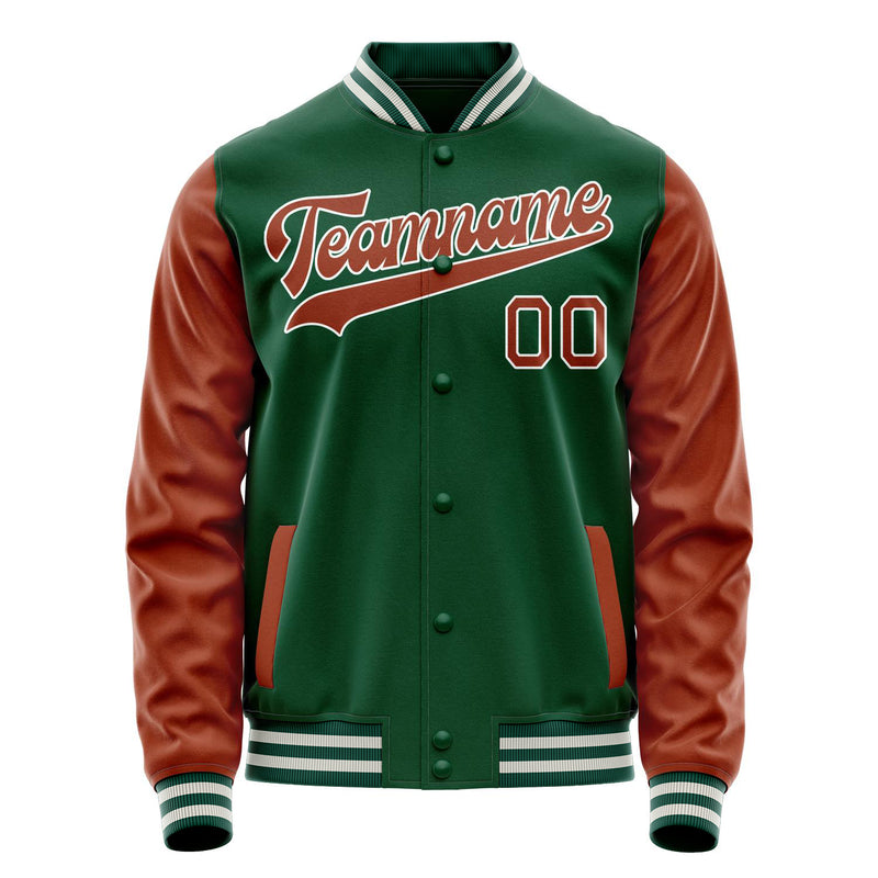 Custom Kelly-Green Texas-Orange Solid Color Varsity Letterman Jacket JA02240617ZF227