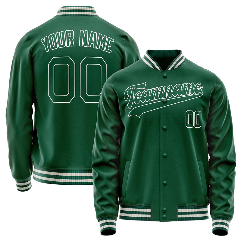 Custom Kelly-Green White Solid Color Varsity Letterman Jacket JA02240617ZF231