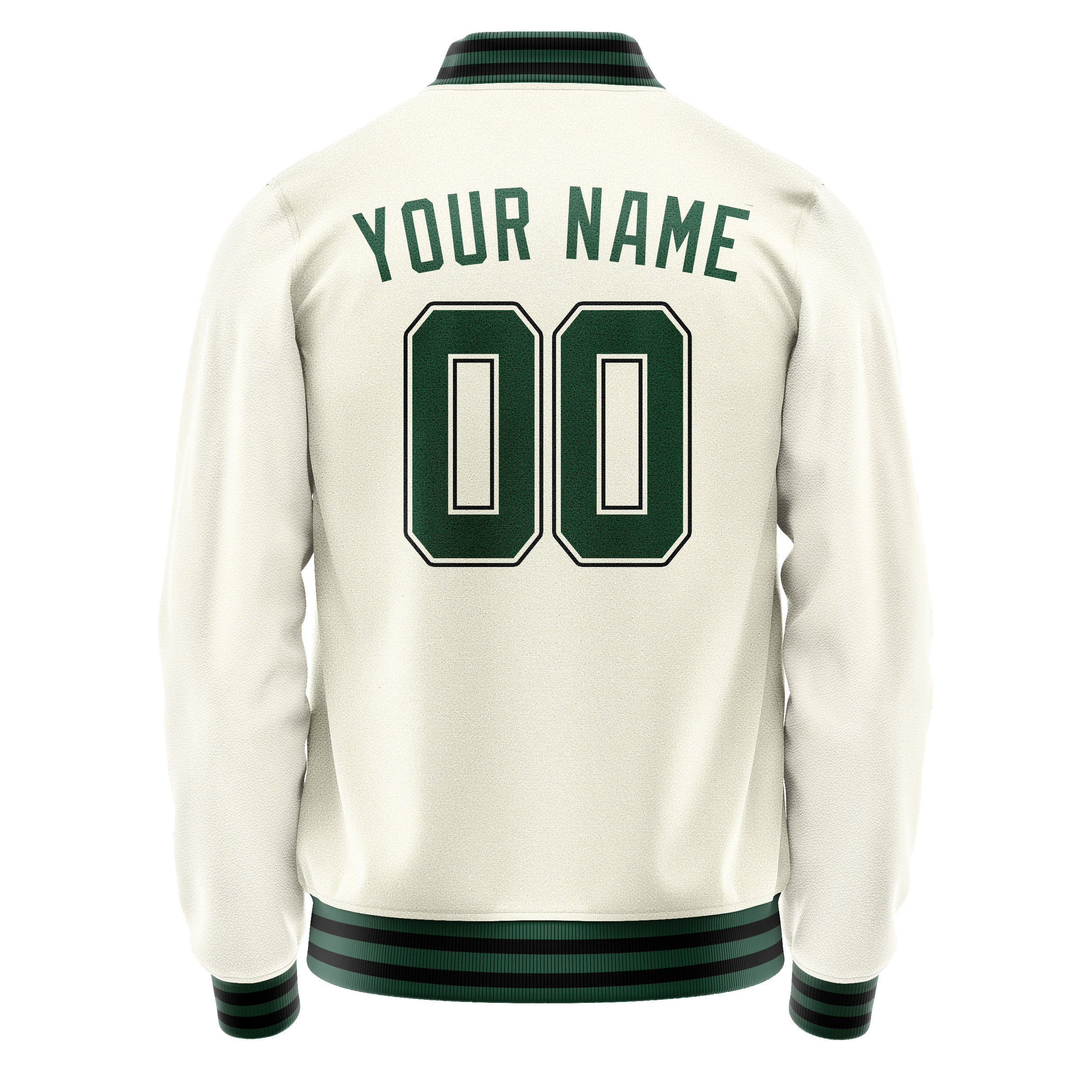 Custom Cream Kelly-Green Solid Color Varsity Letterman Jacket JA02240617JC100