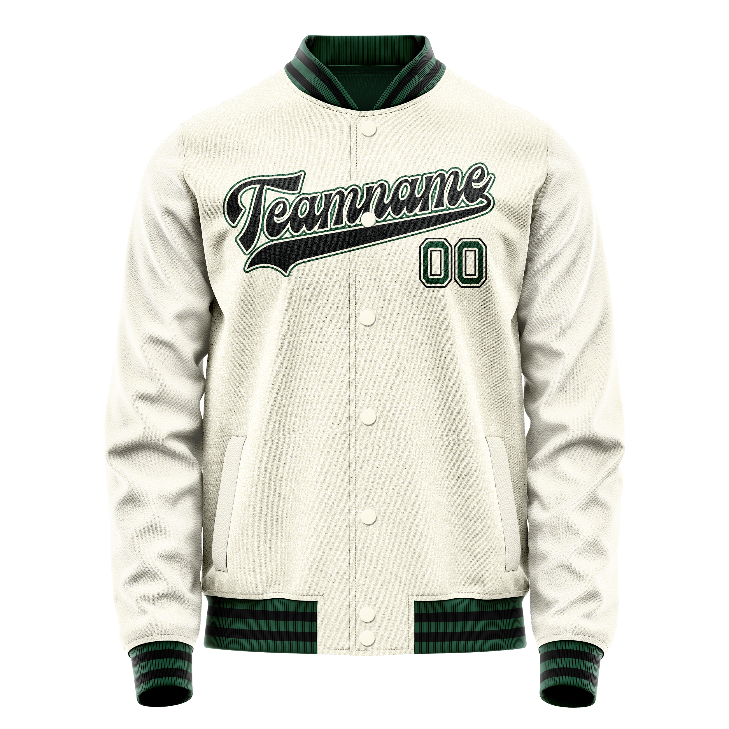 Custom Cream Kelly-Green Solid Color Varsity Letterman Jacket JA02240617JC100