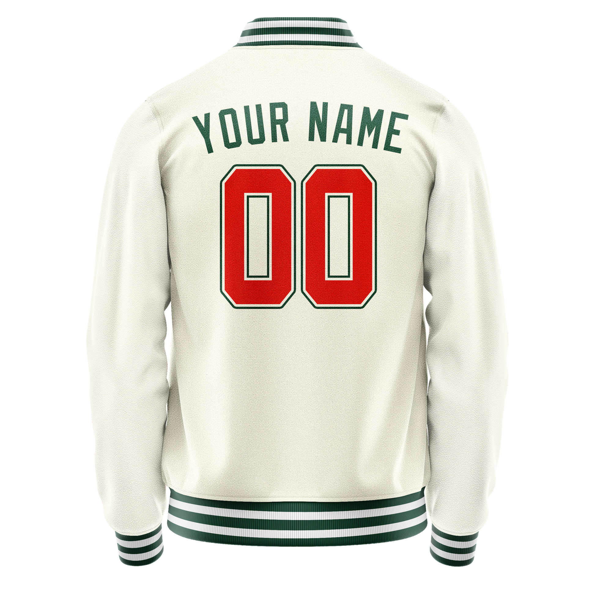 Custom Cream Kelly-Green Solid Color Varsity Letterman Jacket JA02240617JC094