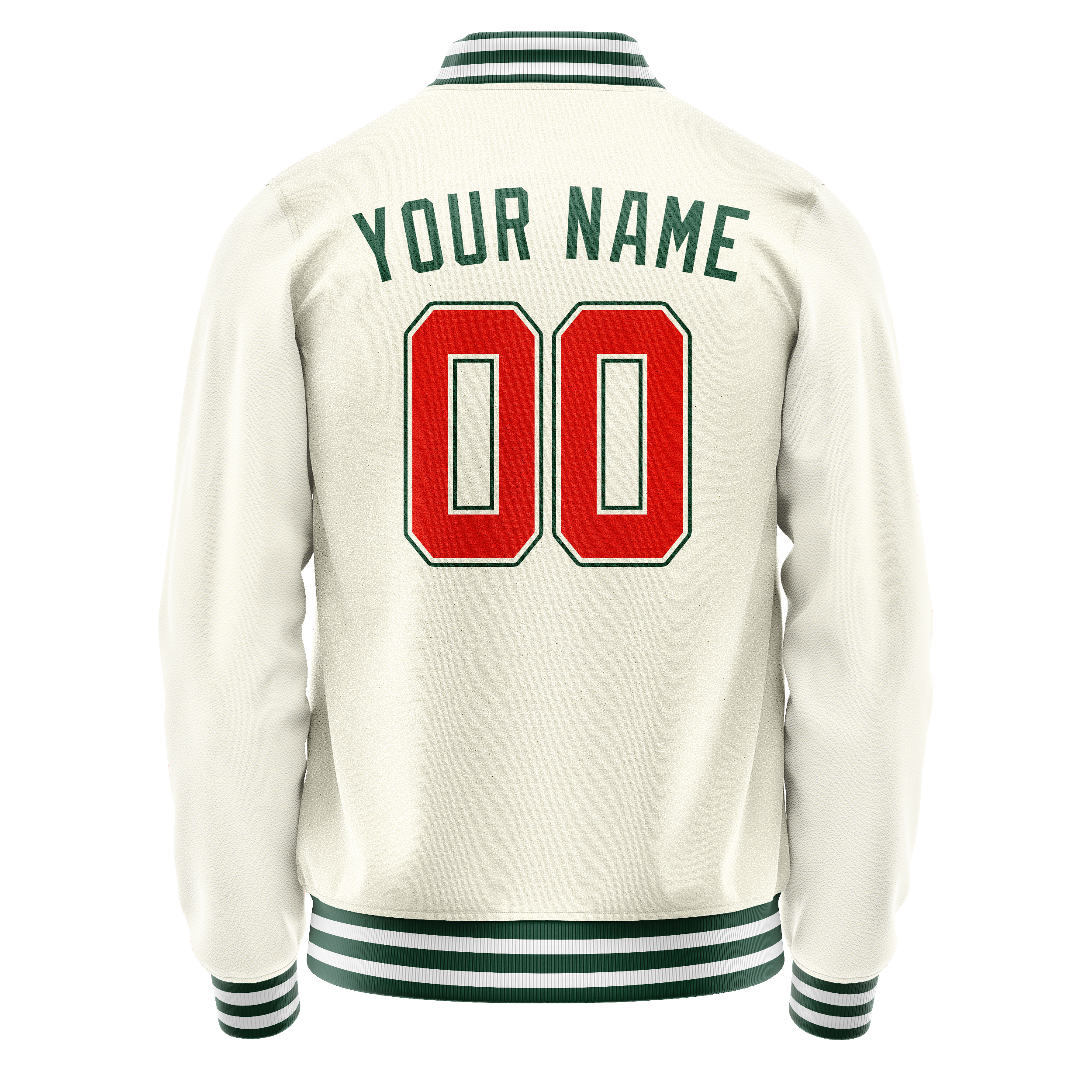 Custom Cream Kelly-Green Solid Color Varsity Letterman Jacket JA02240617JC094