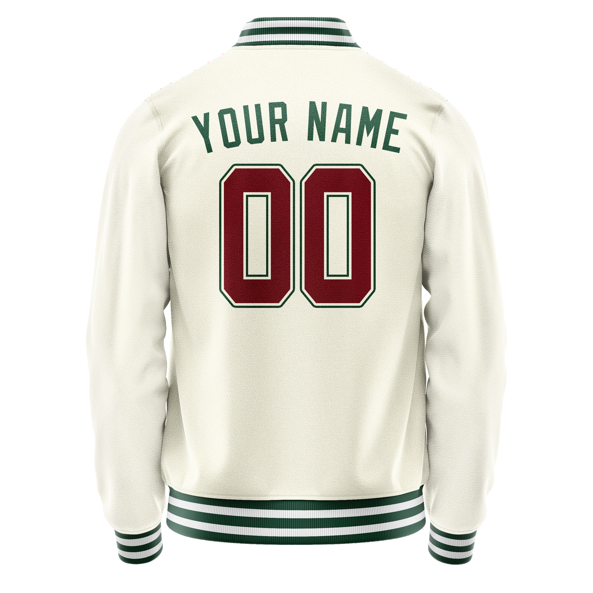 Custom Cream Kelly-Green Solid Color Varsity Letterman Jacket JA02240617JC105
