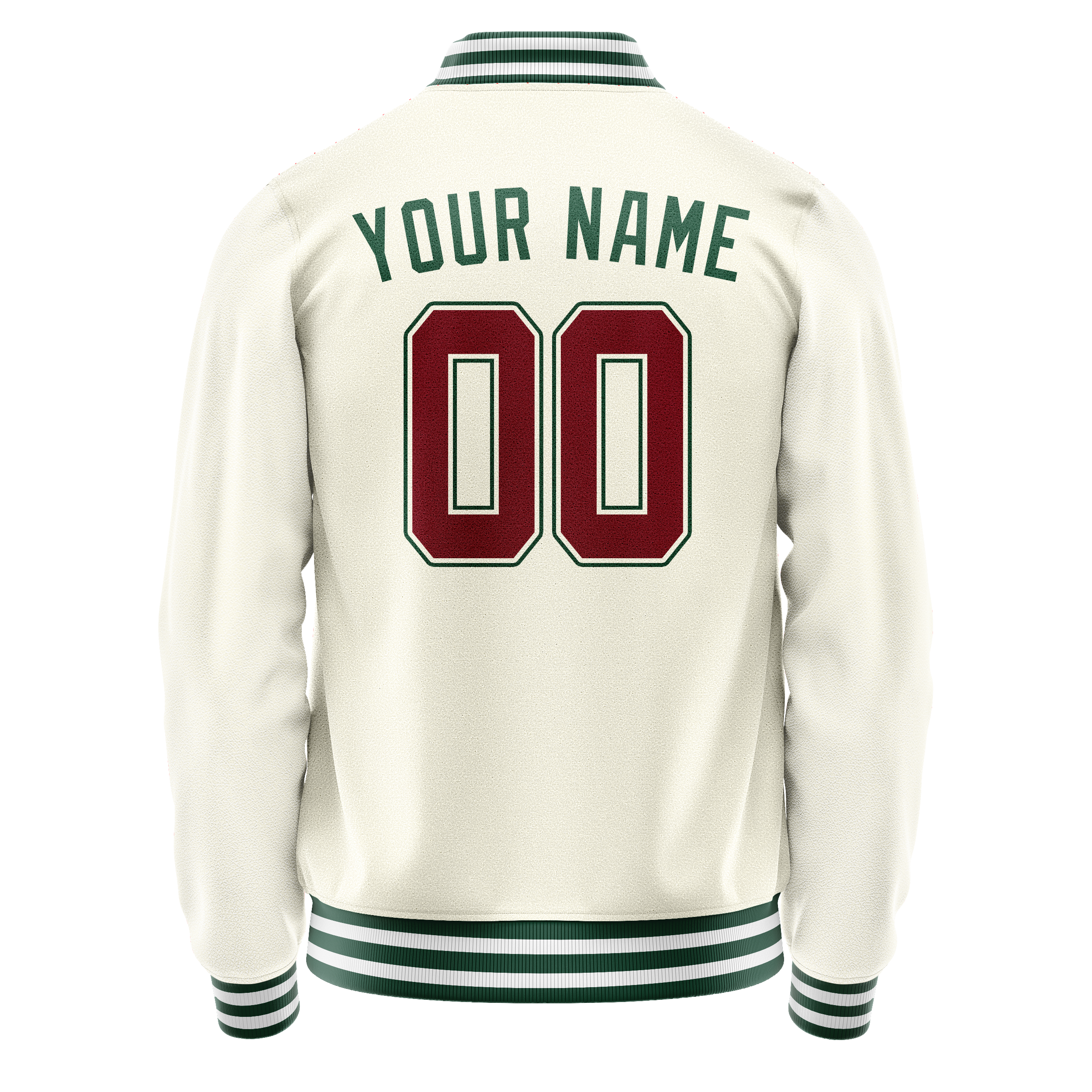 Custom Cream Kelly-Green Solid Color Varsity Letterman Jacket JA02240617JC105