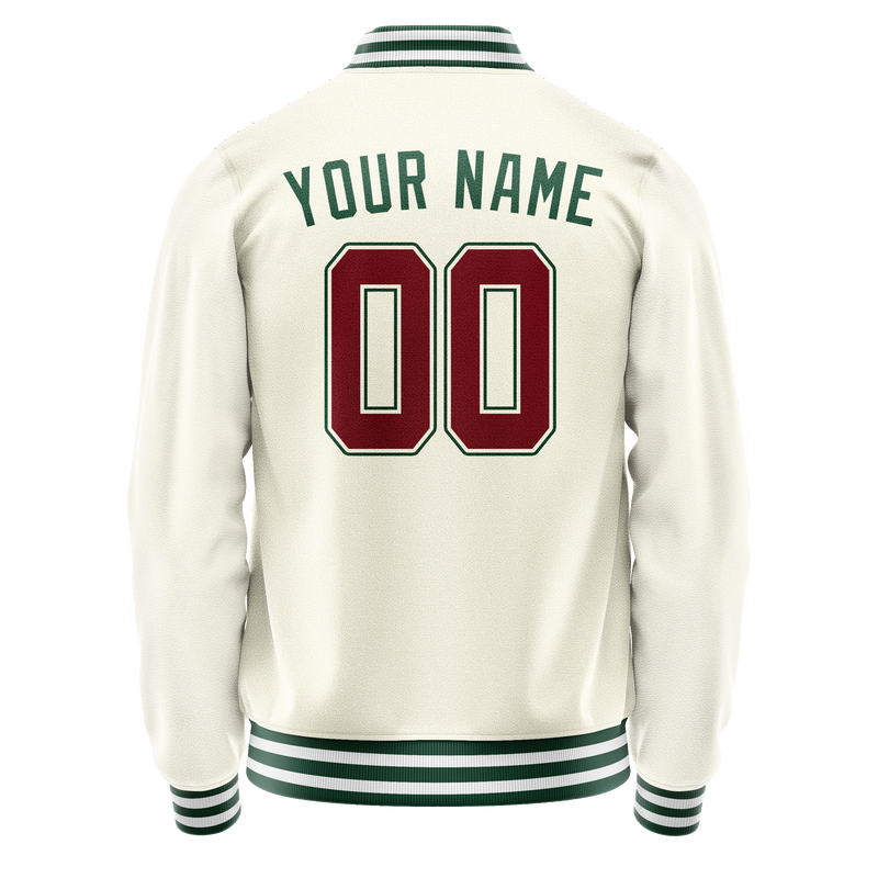 Custom Cream Kelly-Green Solid Color Varsity Letterman Jacket JA02240617JC105