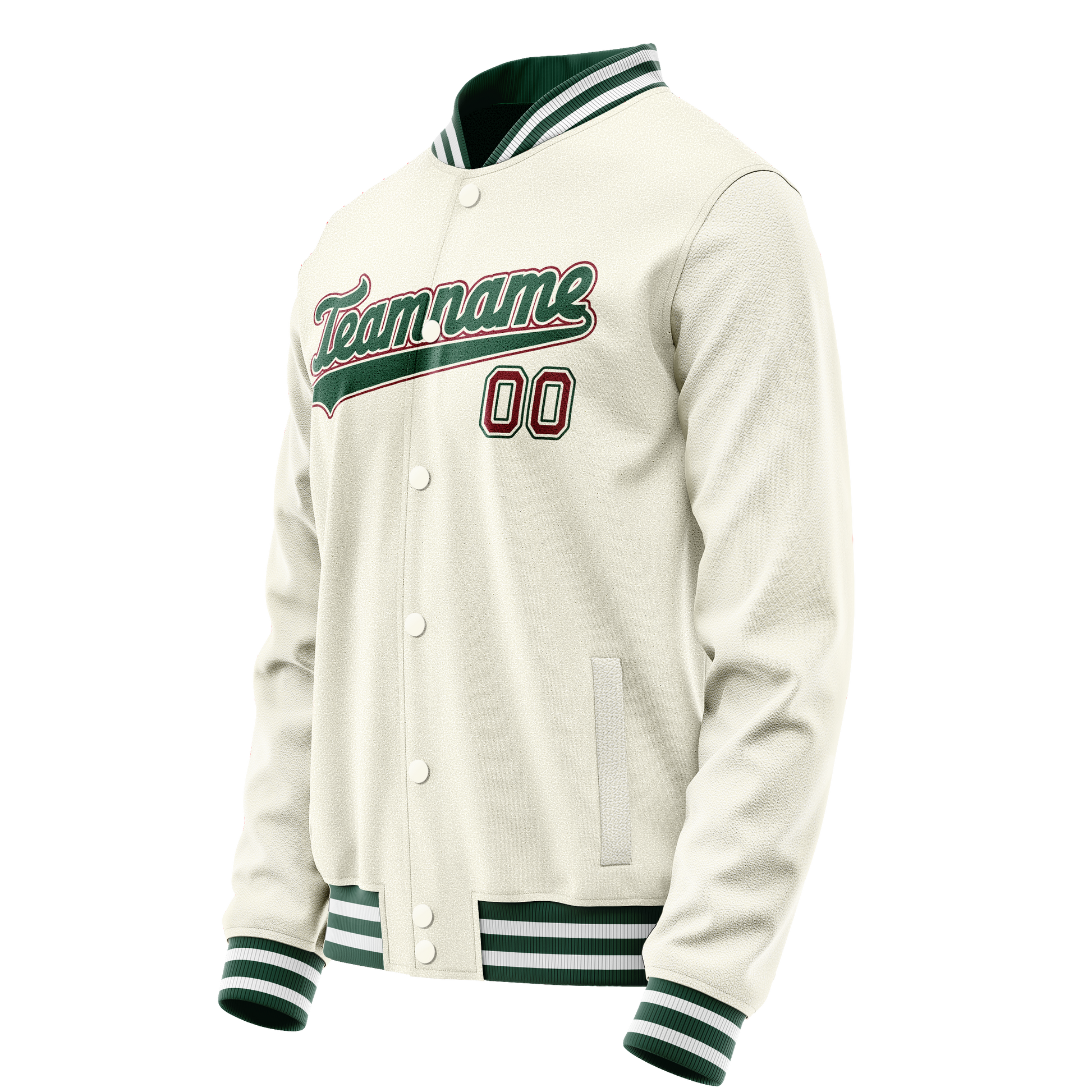 Custom Cream Kelly-Green Solid Color Varsity Letterman Jacket JA02240617JC105