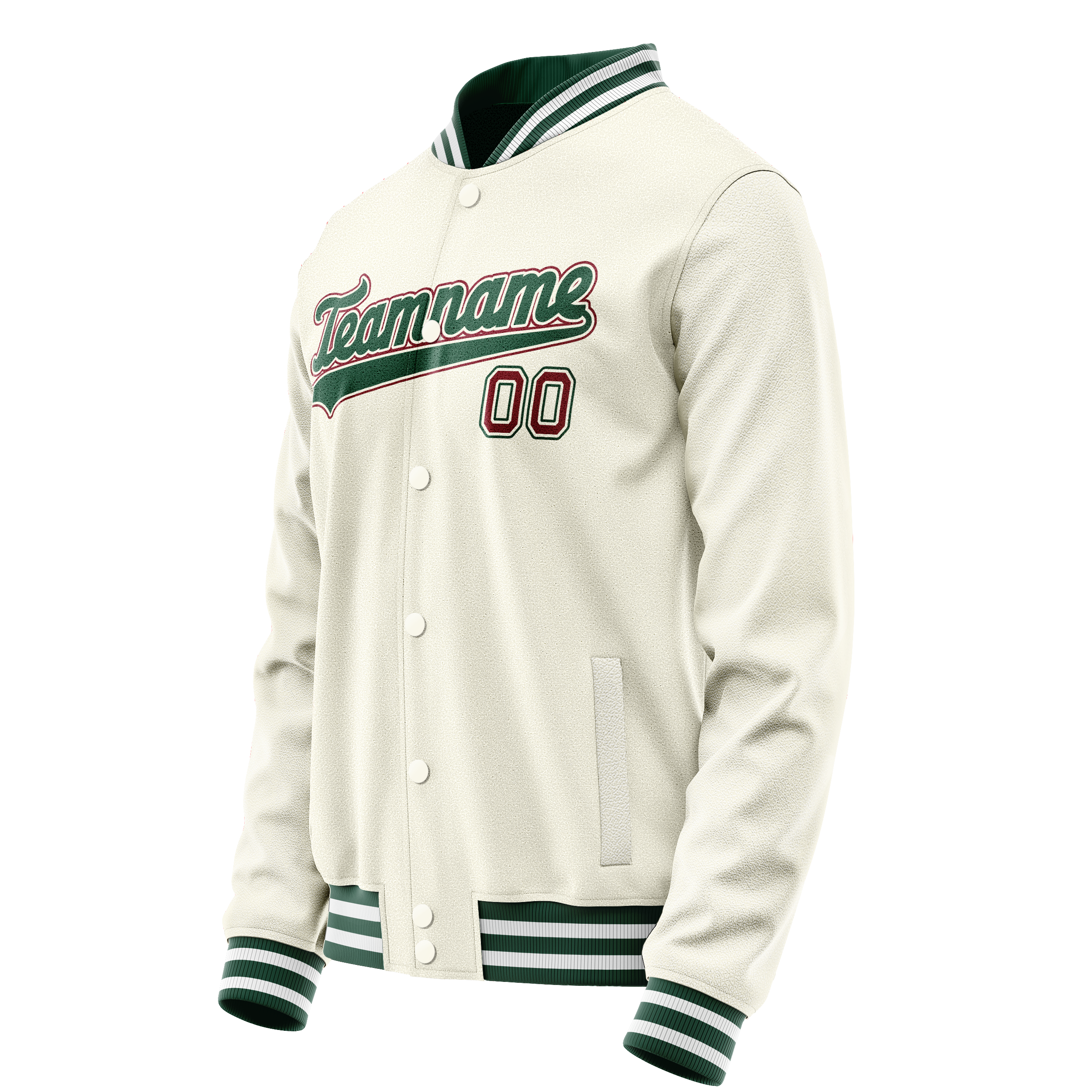 Custom Cream Kelly-Green Solid Color Varsity Letterman Jacket JA02240617JC105