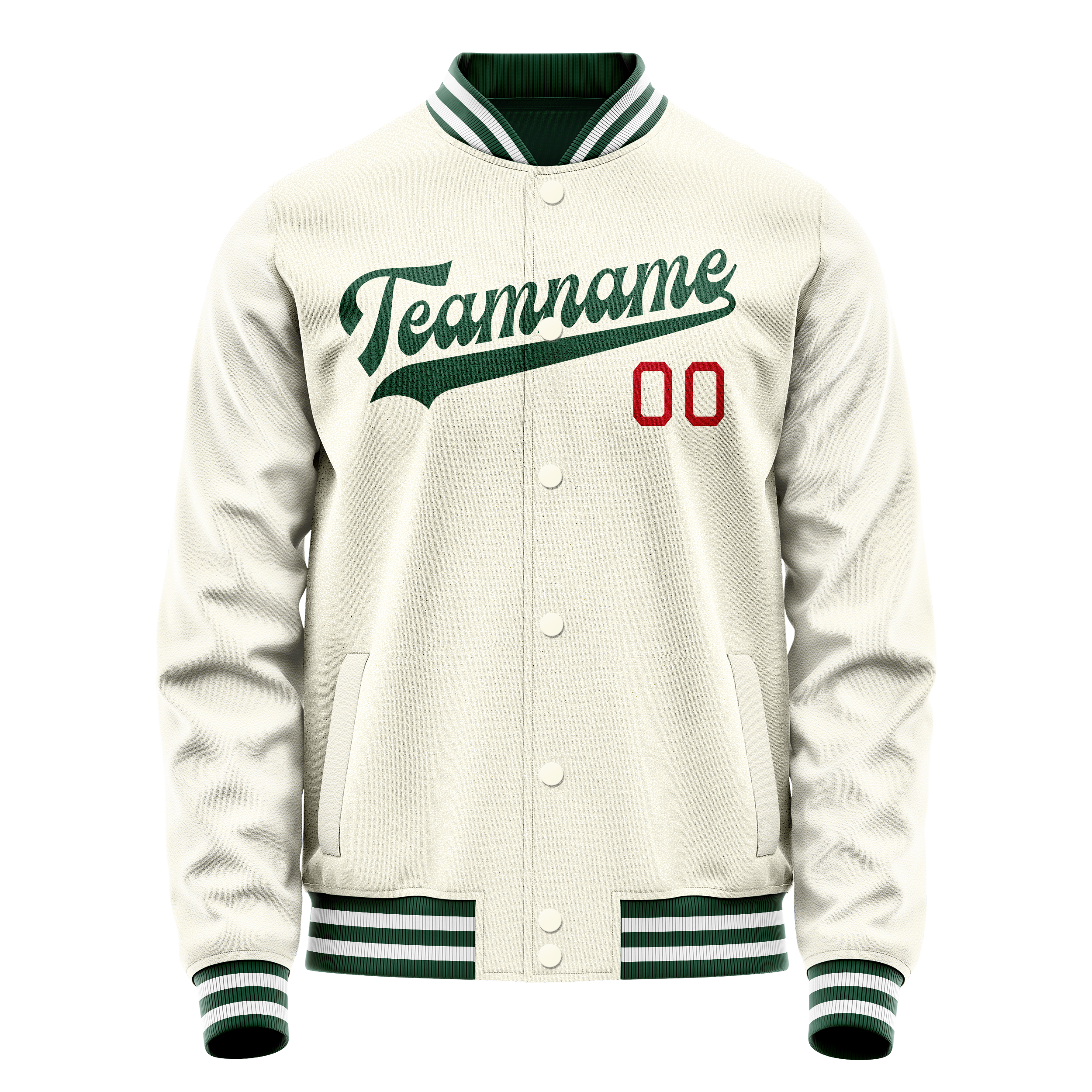 Custom Cream Kelly-Green Solid Color Varsity Letterman Jacket JA02240617JC113