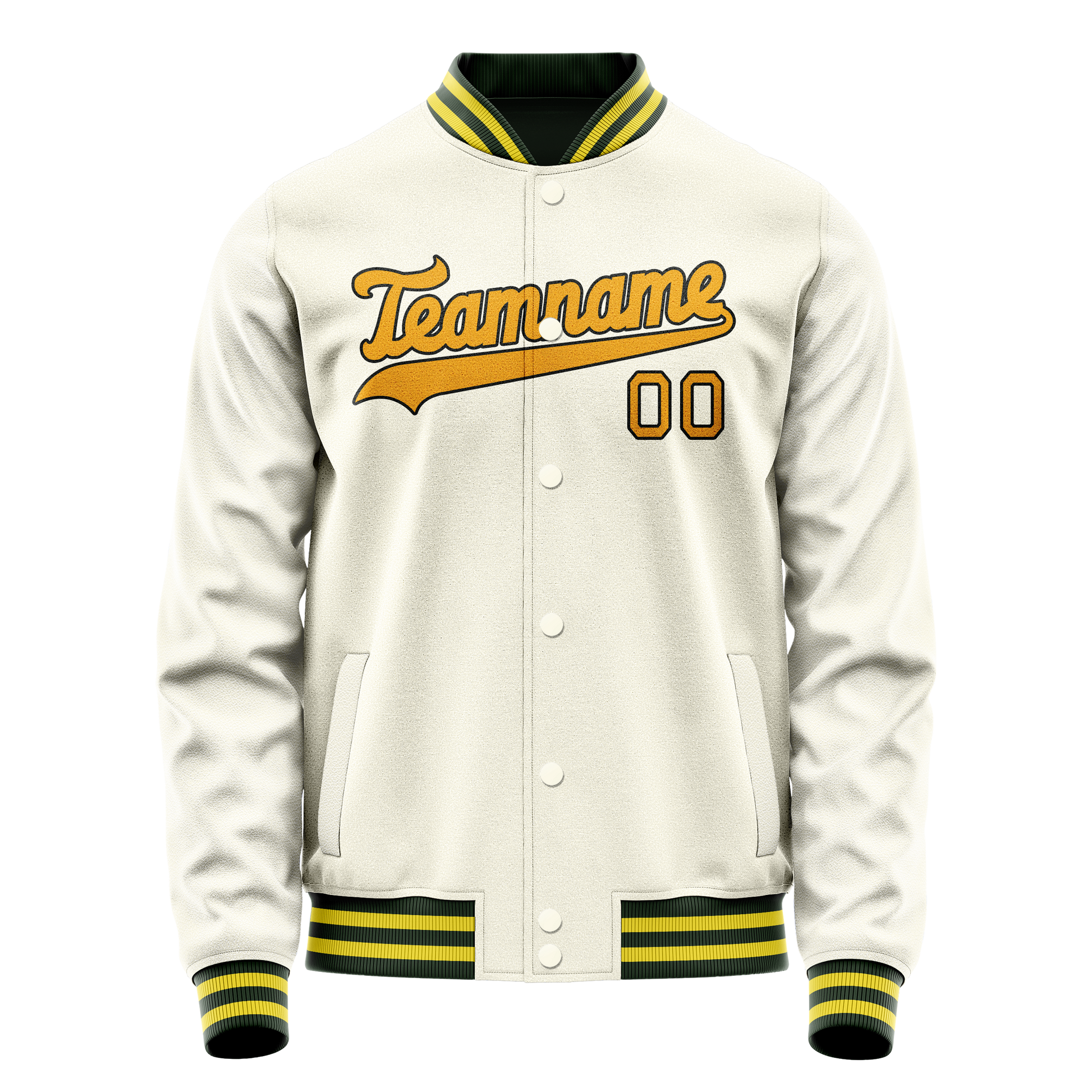 Custom Cream Gold Solid Color Varsity Letterman Jacket JA02240617JC102